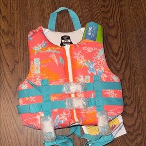 Speedo Coral and Teal Coast Guard Approved Kids Life Vest